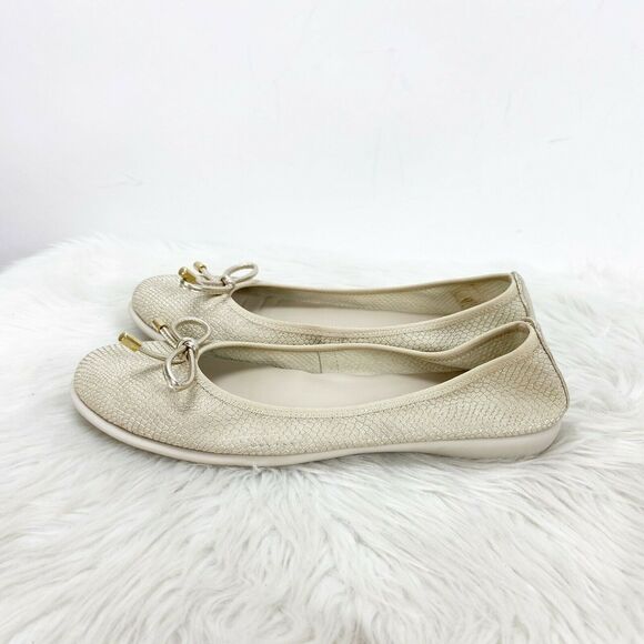 The FLEXX 6 Womens Beige Glitter Comfort Ballet Flats - Picture 4 of 9